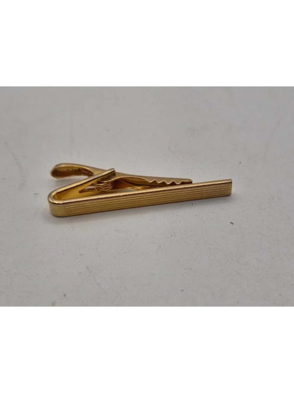 Gold‑Tone Tie Clip & Red Stone Cufflinks Set Mid-Century Modern  Style